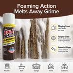 Bull Shot All-Purpose sprays thick, clinging foam to powerfully remove grime for a streak-free clean. Text and icons highlight use in kitchen, bath, garage, home, and outdoors.
