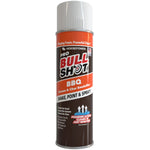 A can of Bull Shot BBQ cleaner with an orange and brown label, featuring shake, point, and spray instructions—perfect for cleaning stubborn messes after using your favorite grilling or BBQ marinade.