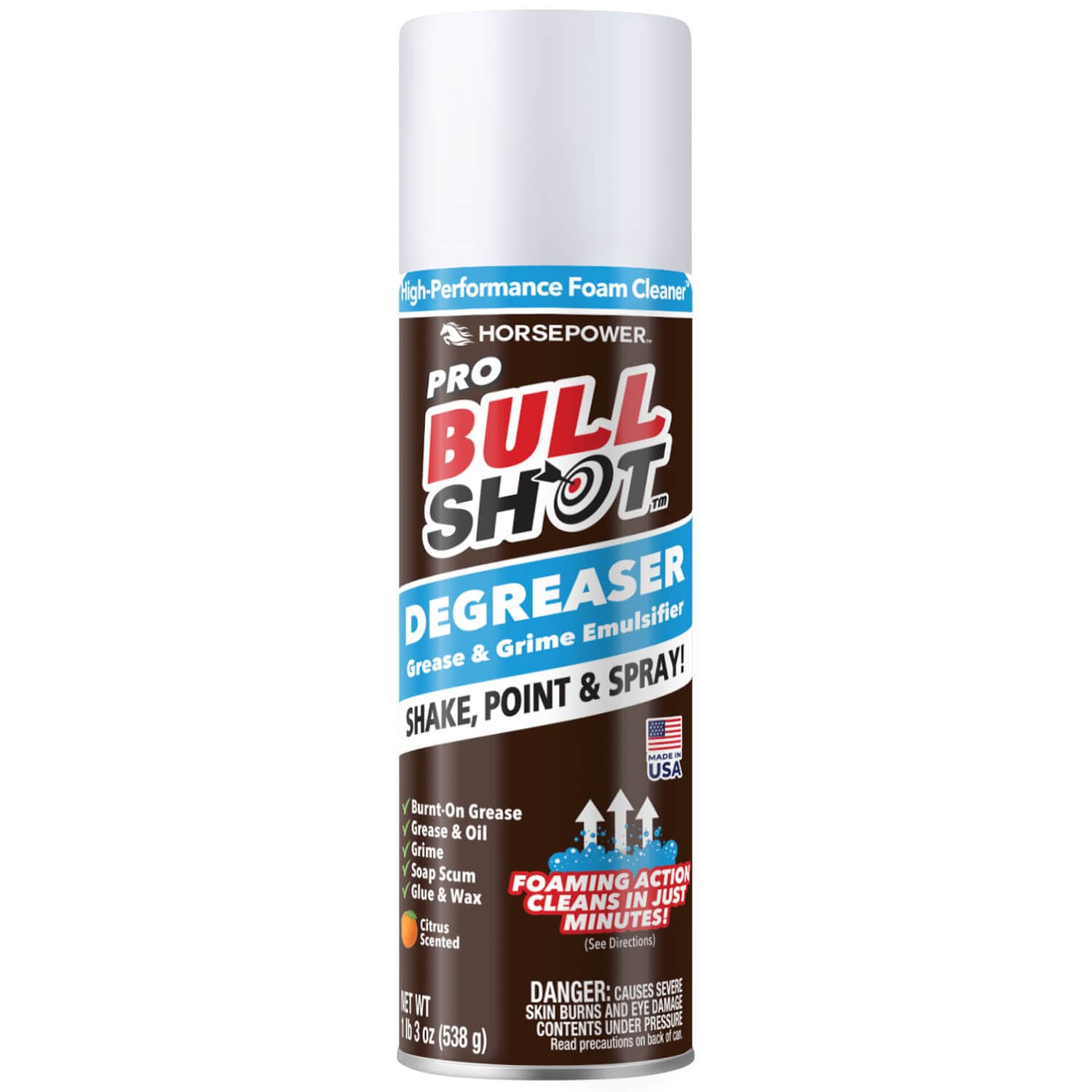 Can of Pro Bull Shot degreaser on a white background