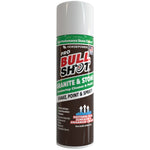 A can of Bull Shot Granite & Stone Countertop Cleaner & Polish with a gray cap, featuring green, black, white, and red labeling along with usage instructions. This non-acidic cleaner is specially formulated to be an effective granite and stone surface cleaner, leaving your countertops sparkling clean and polished without causing any damage.