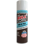 A can of Bull Shot Tub & Tile cleaner, designed as a powerful bathroom solution to remove soap scum and hard water build-up. The can features a mostly white and brown design with red, blue, and white text.